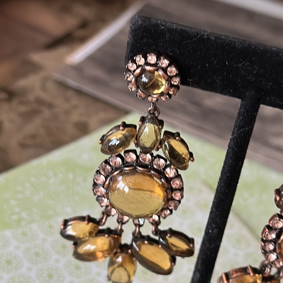 Pierced chandelier earrings post samber colored with crystal framed - Picture 7 of 15